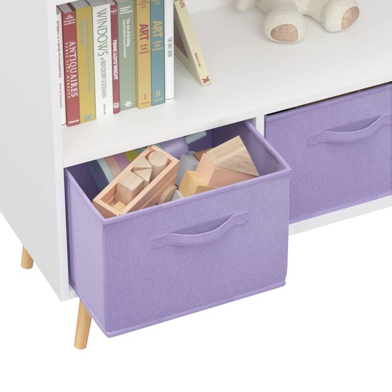 Kids Bookcase with Fabric Drawers and Toy Storage Organizer