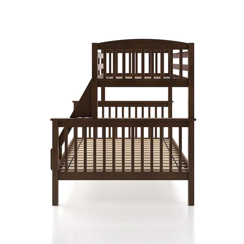 Furniture of America Hayes Twin over Full Solid Wood Detachable Bunk Bed with Ladder