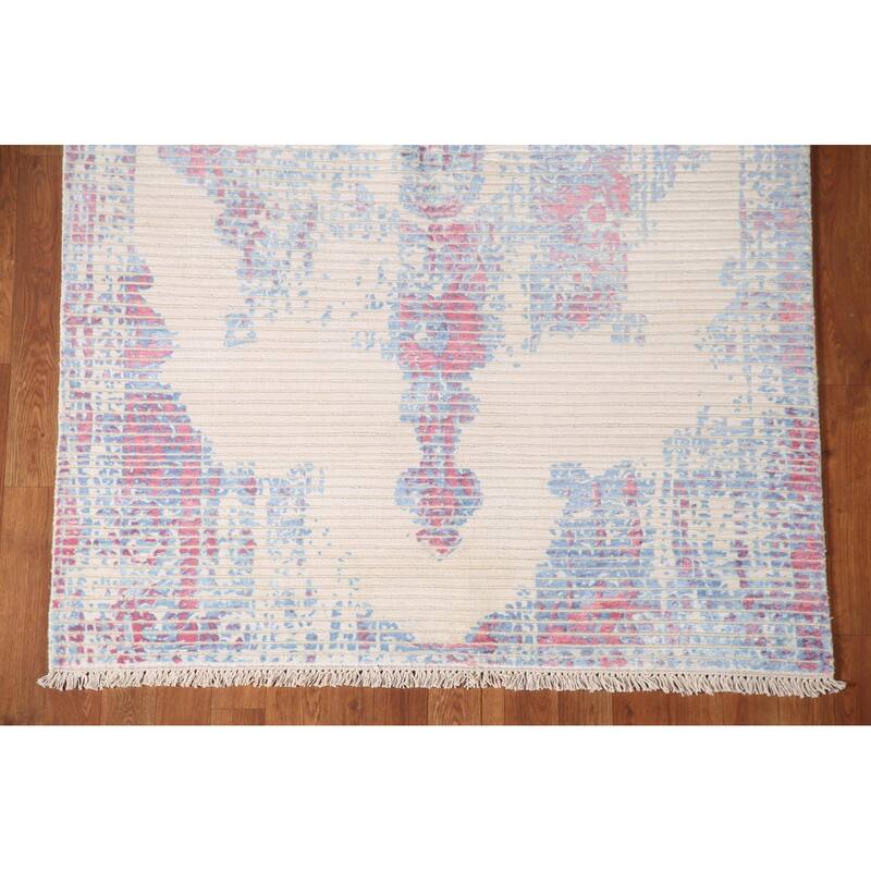 Abstract Accent Rug Hand-Knotted Striped Wool Carpet - 3'11"x 5'6"