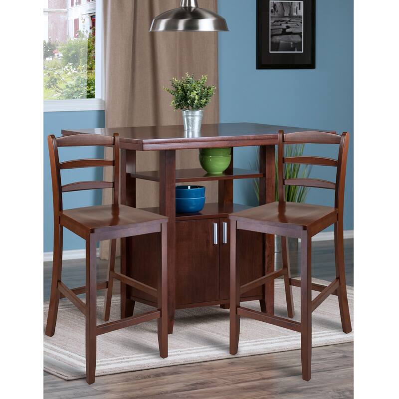 3 Walnut Albany Dining Set High Table Ladder Back Counter Stool 39.25"