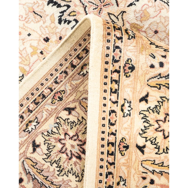Overton One-of-a-Kind Hand-Knotted Traditional Oriental Mogul Ivory Area Rug - 6' 2" x 9' 4"