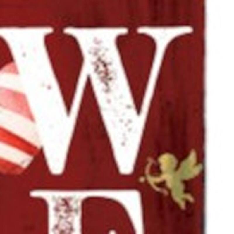 HomeRoots 48" Red And White Solid Wood Valentine's Day Heart Welcome Porch Sign