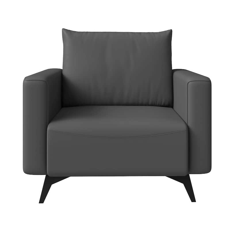 Single-Seater Sofa Modern Armchair Upholstered Vegan Leather with Metal Legs Removable Cushions Inno Series by LeisureMod