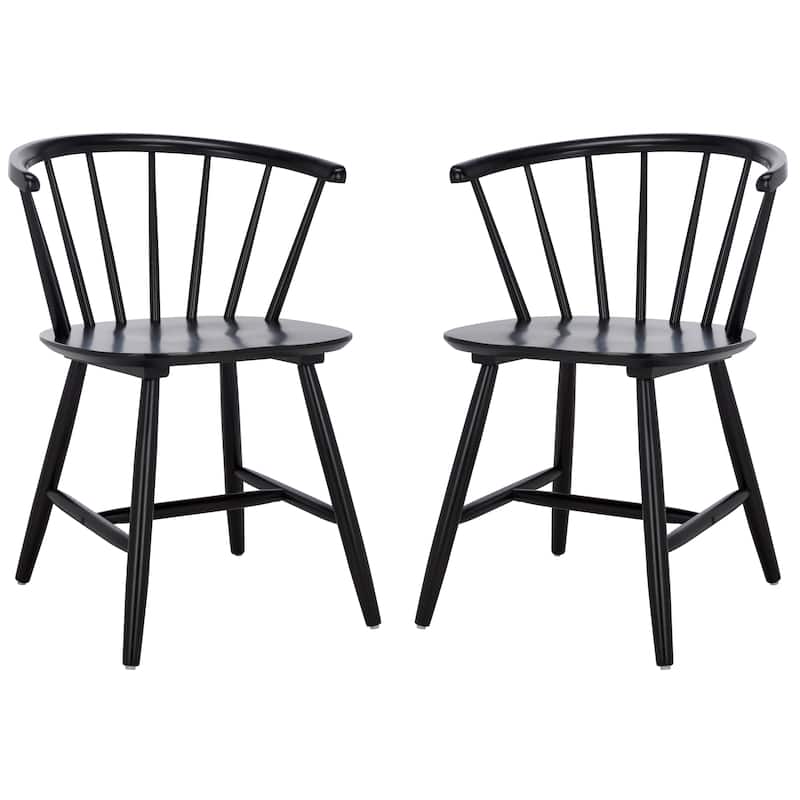 SAFAVIEH Zana Spindleback Windsor Dining Room Chair (Set of 2) - 21.3" W x 19.3" L x 29.9" H - 21"W x 19"D x 30"H - Black