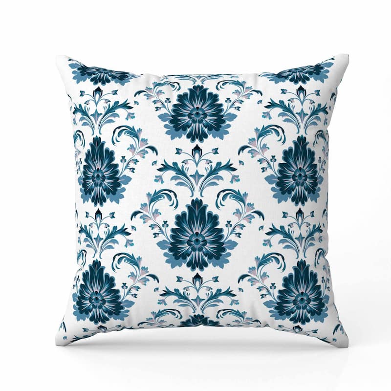 Ornate Opulence Indoor/Outdoor Reversible Throw Pillow Turquoise and Pink
