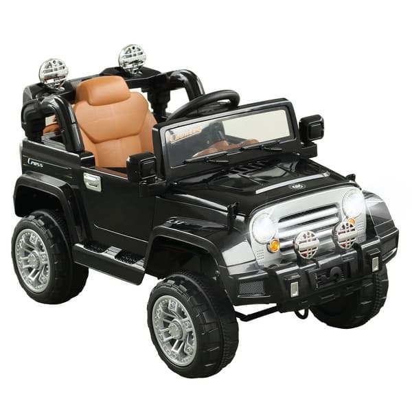 slide 2 of 5, Kids 12V Off-Road Electric Truck with Remote Control, MP3, and Working Headlight Black