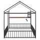 preview thumbnail 15 of 17, Full Size Metal House Bed Frame with Integrated Desk, Dual Shelving, Built-In Power Outlets and USB Ports