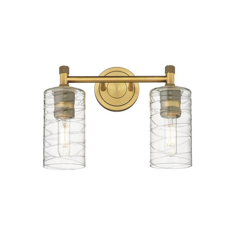 Innovations Lighting 434-2W-11-14 Crown Point Vanity Crown Point 2 - Brushed Brass / Deco Swirl