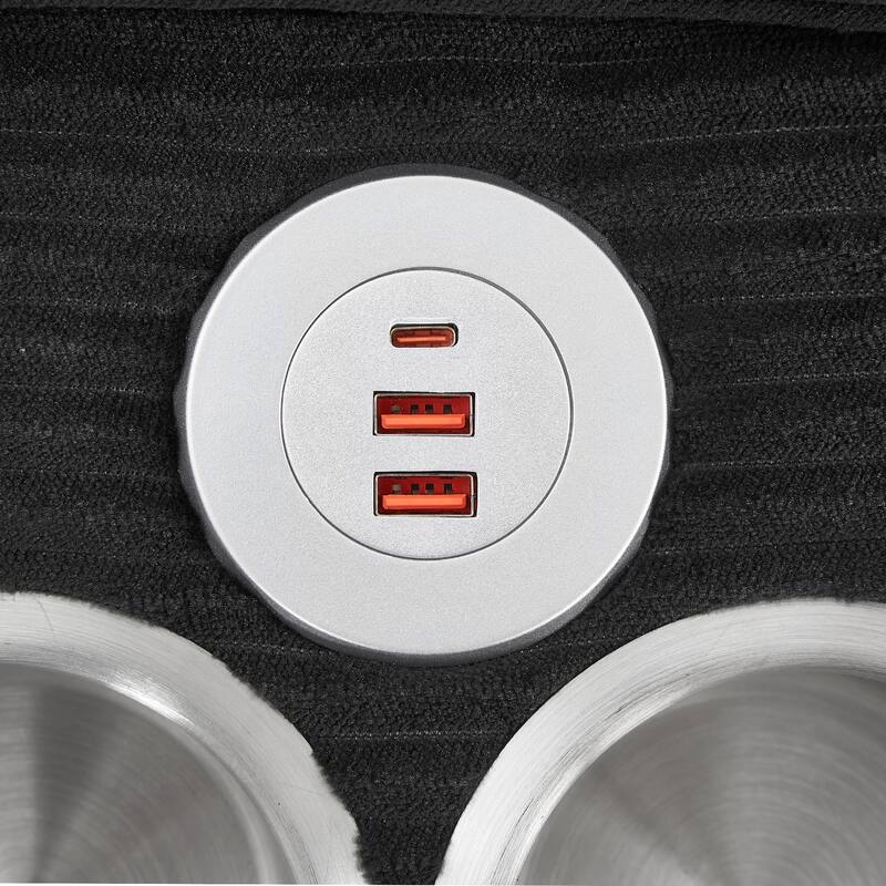 Corduroy Upholstered 4 Seat Sofa, U-shaped Sectional Sofa with Movable Storage Ottomans, Console, Cup Holders and USB Ports