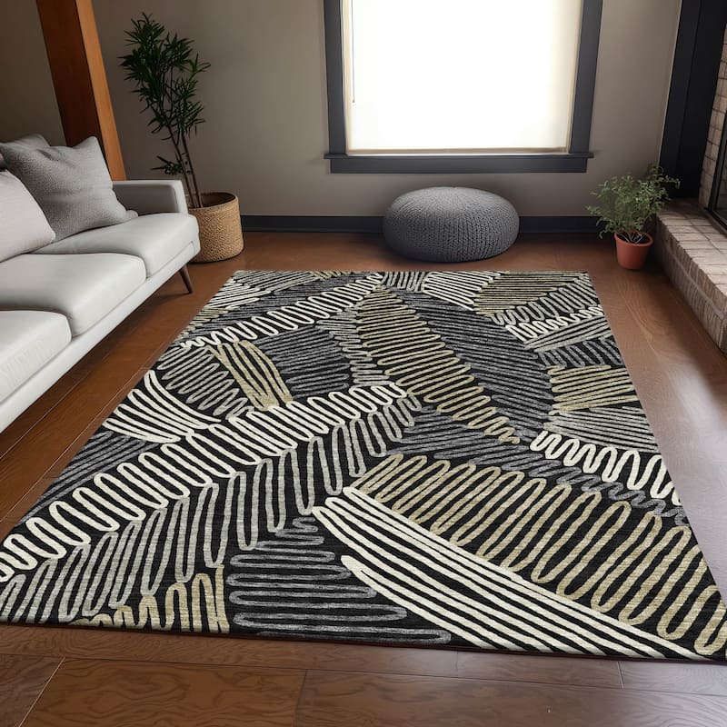 Premium Washable Super Soft Contemporary Leaf Mayfield Rug