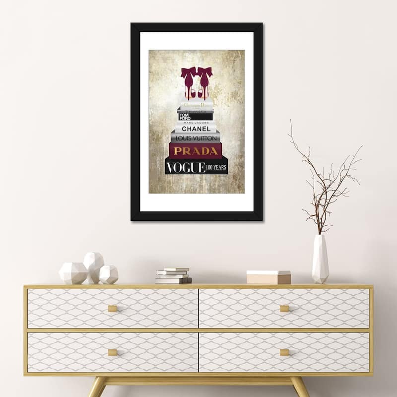 iCanvas "Tall Book Stack With Burgundy Shoes & Gold Background" by Amanda Greenwood