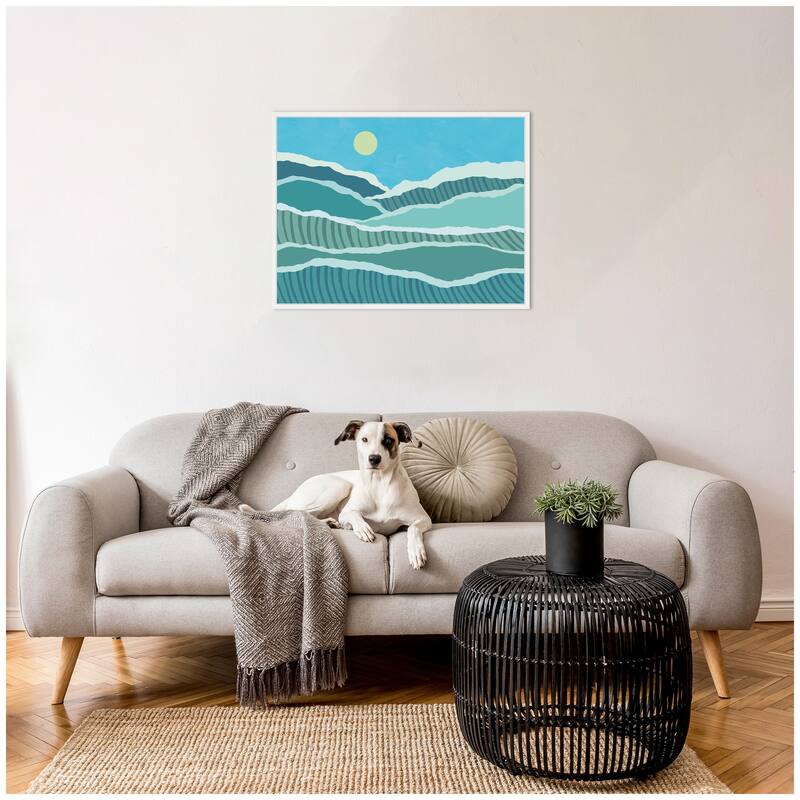 Kate and Laurel Sylvie Abstract Waves Framed Canvas by Rachel Lee