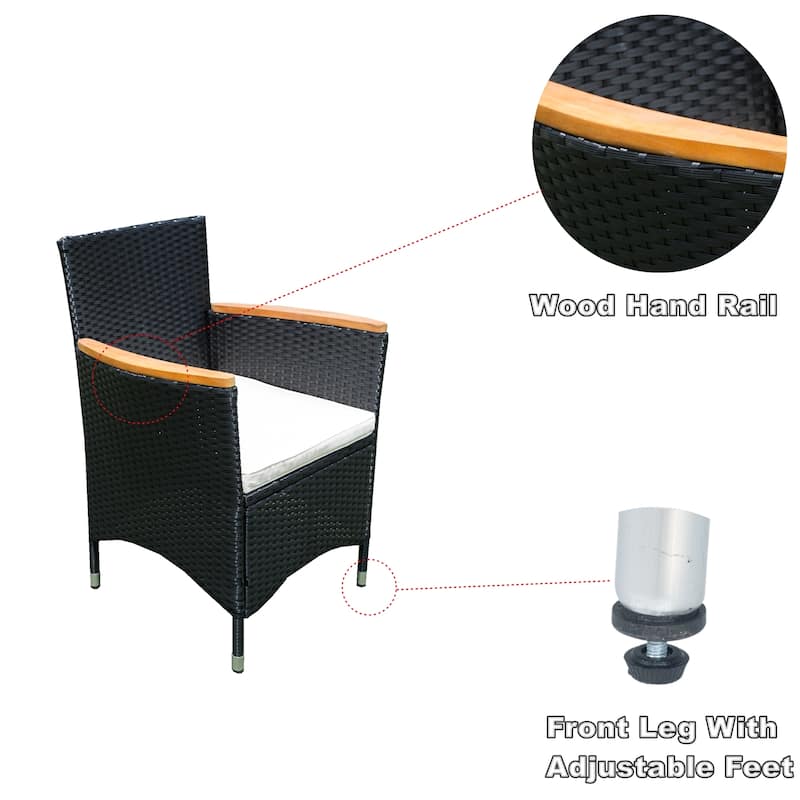7-Piece Outdoor Patio Wicker Dining Set with Acacia Wood Top - Stylish, Sturdy, and Comfortable