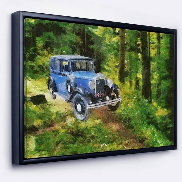 Shop Designart Blue Vintage Car Oil Painting Car Framed Canvas