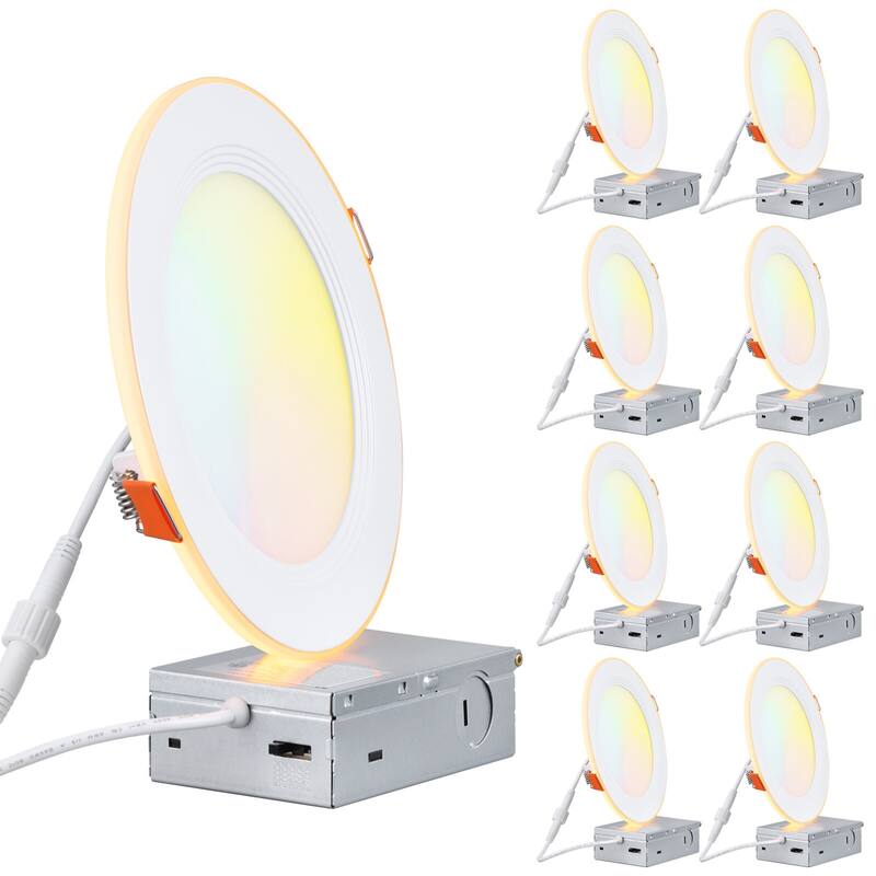 4" 5CCT LED Recessed Light, Anti-Glare Baffle Trim Night Light, CRI90 - 8pack - 8pack