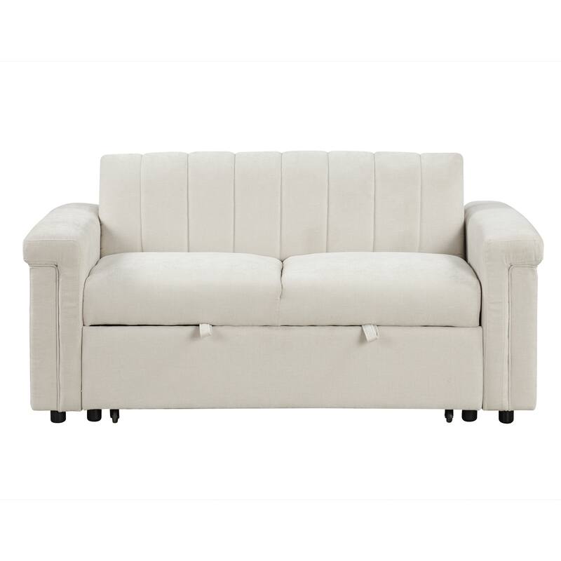 2-in-1 Convertible Sofa Pull Bed, Multi-Functional Loveseat Sofa, Upholstered 2-Seater Sofa with Adjustable Back