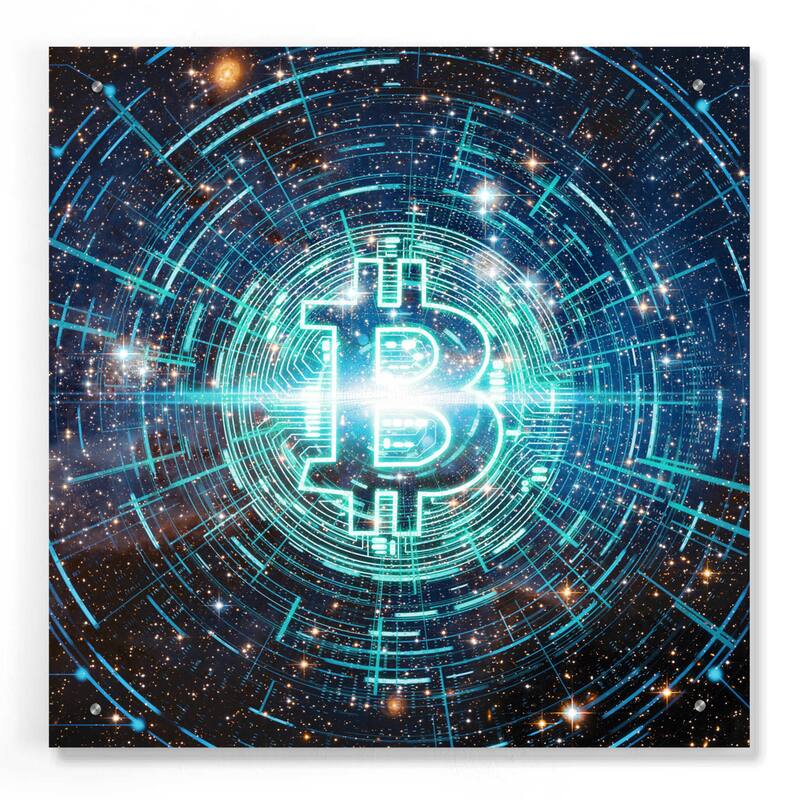 Epic Art 'Cyber Bitcoin', Acrylic Glass Wall Art - 24x24
