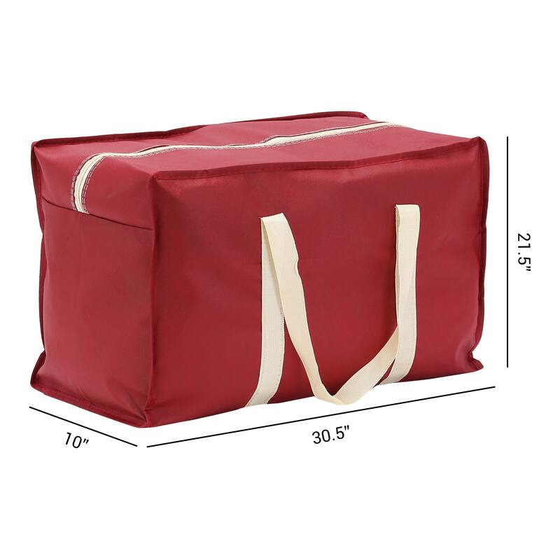 1 Pack Clothes Storage, Foldable Storage Bags, Moving Bags for Organizing Bedroom, Clothing, Closet Organizer with Handles - Wine Red - 19*12*10in