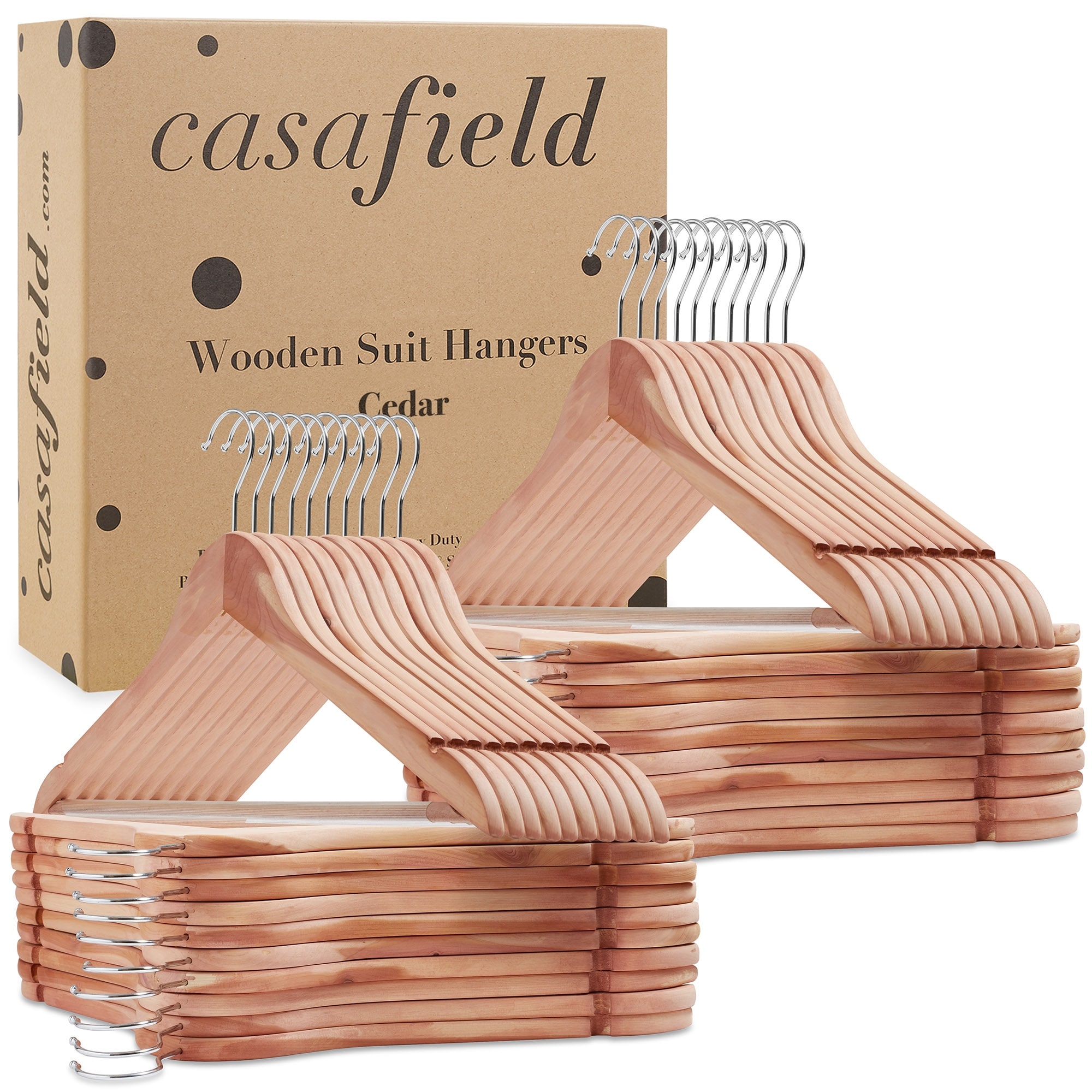 6-Pack Wide Shoulder Wooden Suit Hangers by Casafield - Bed Bath