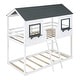 preview thumbnail 4 of 22, Twin Over Twin Bunk Bed Wood Bed w/ Roof, Window, Guardrail & Ladder
