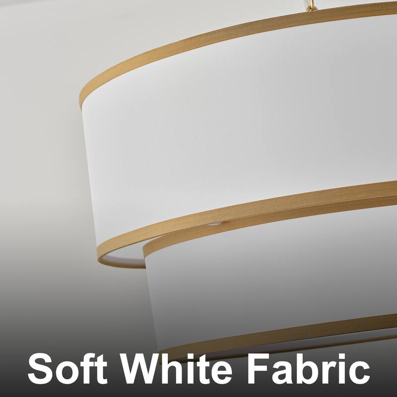 Starsky 5-Light White Fabric Drum Chandelier