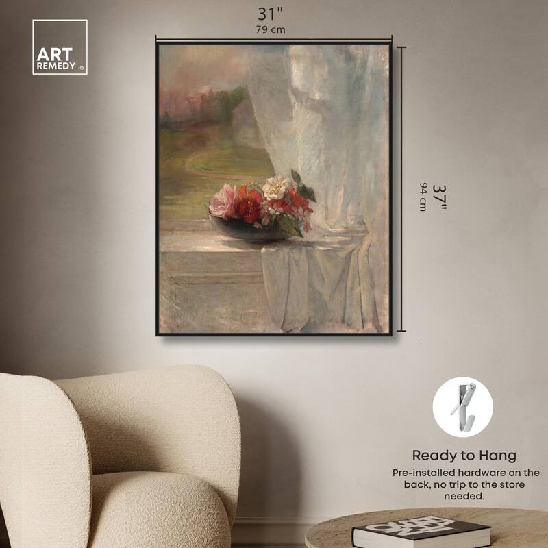 Flowers on a Window Ledge 1861 Canvas by Art Remedy