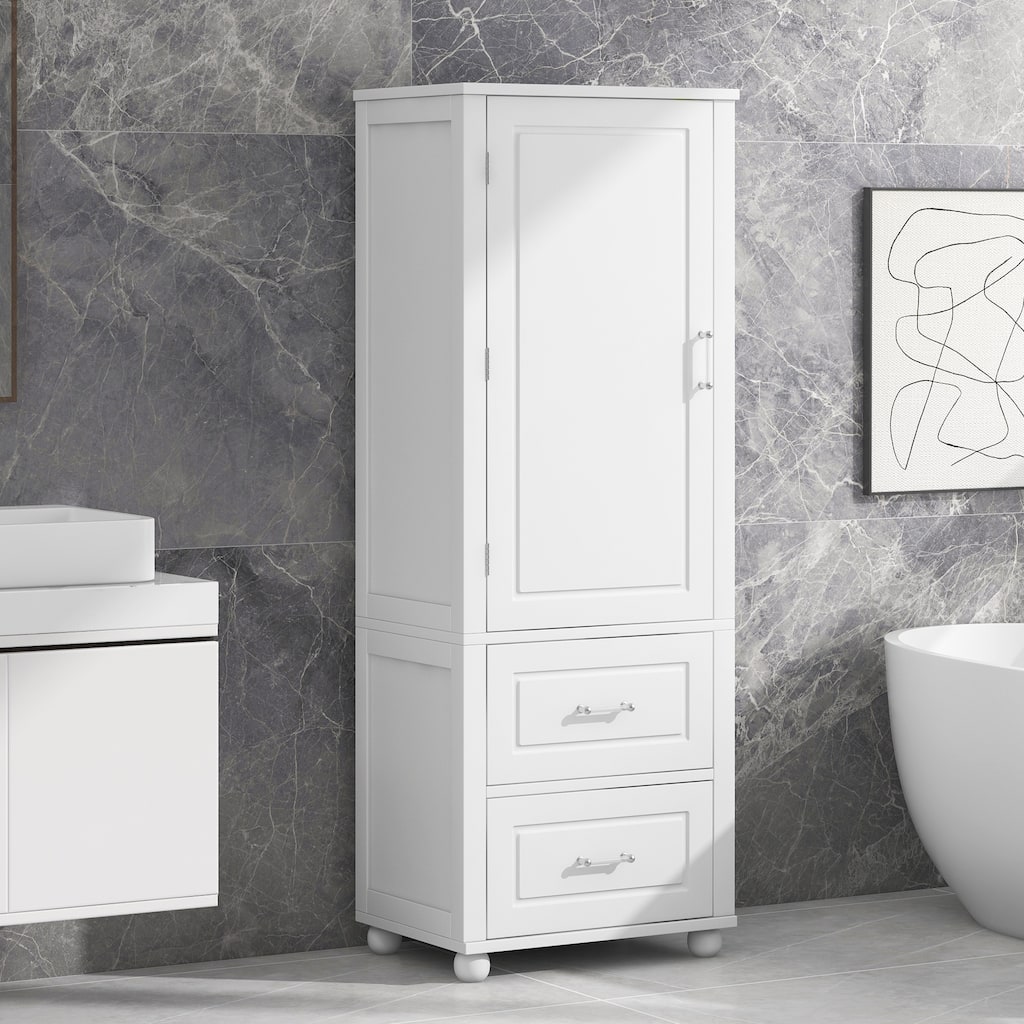 Bathroom Storage Cabinet with Drawers and Adjustable Shelf