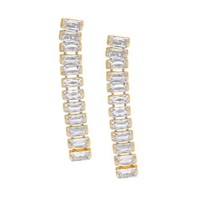 Victoria Townsend Gold Plated Cubic Zirconia Linear Drop Earrings - Clear