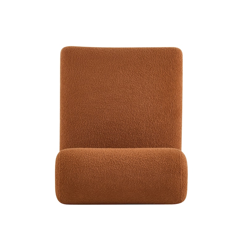 [Set of 2] Modern Boucle Lounge Chair with Solid Wood Frame and Rolled Backrest, Soft and Durable Boucle Upholstery