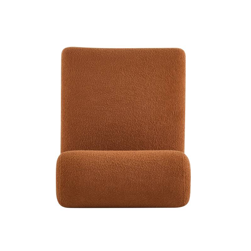 Modern Boucle Lounge Chair with Solid Wood Frame and Rolled Backrest, Soft and Durable Boucle Upholstery