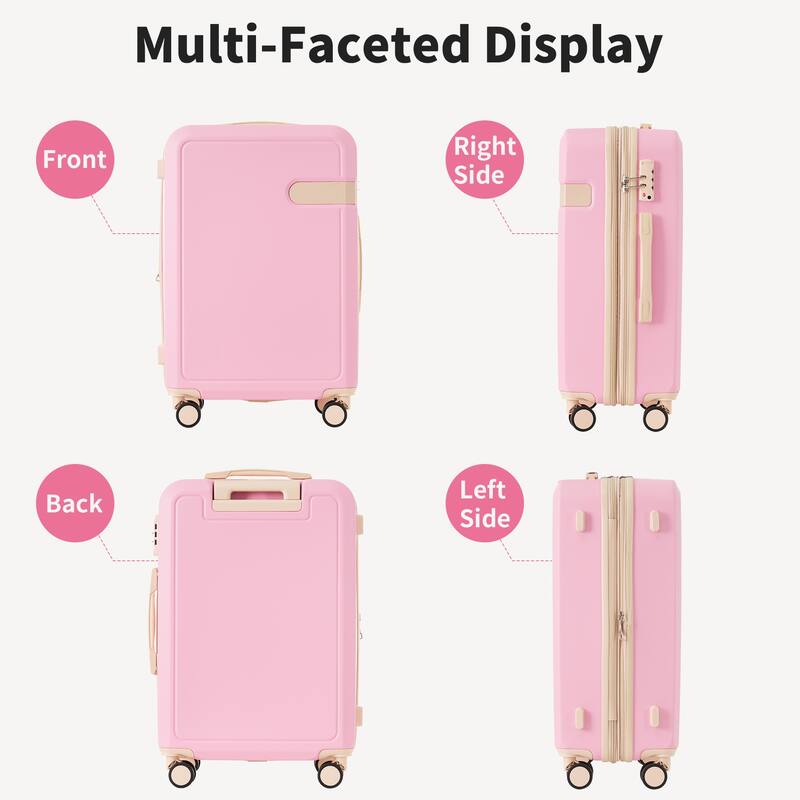 4 Piece ABS Expanable Spinner Wheels Lightweight Luggage Set w/TSA Lock and Compression Packing Cubes