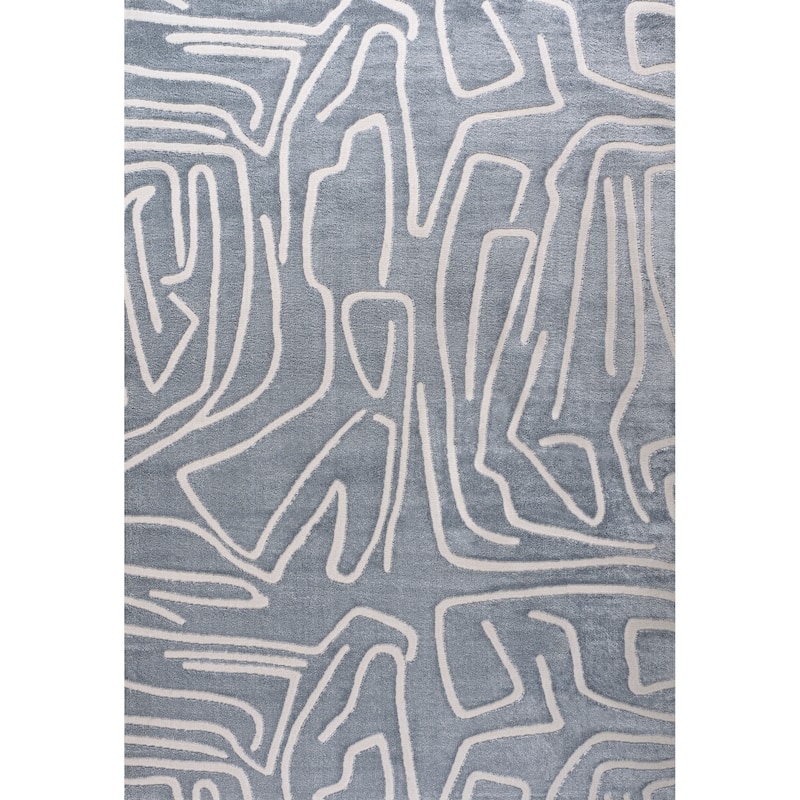 JONATHAN Y Thea Modern Scandinavian Graphic Lines High-Low Area Rug - 8 X 10 - Blue/White