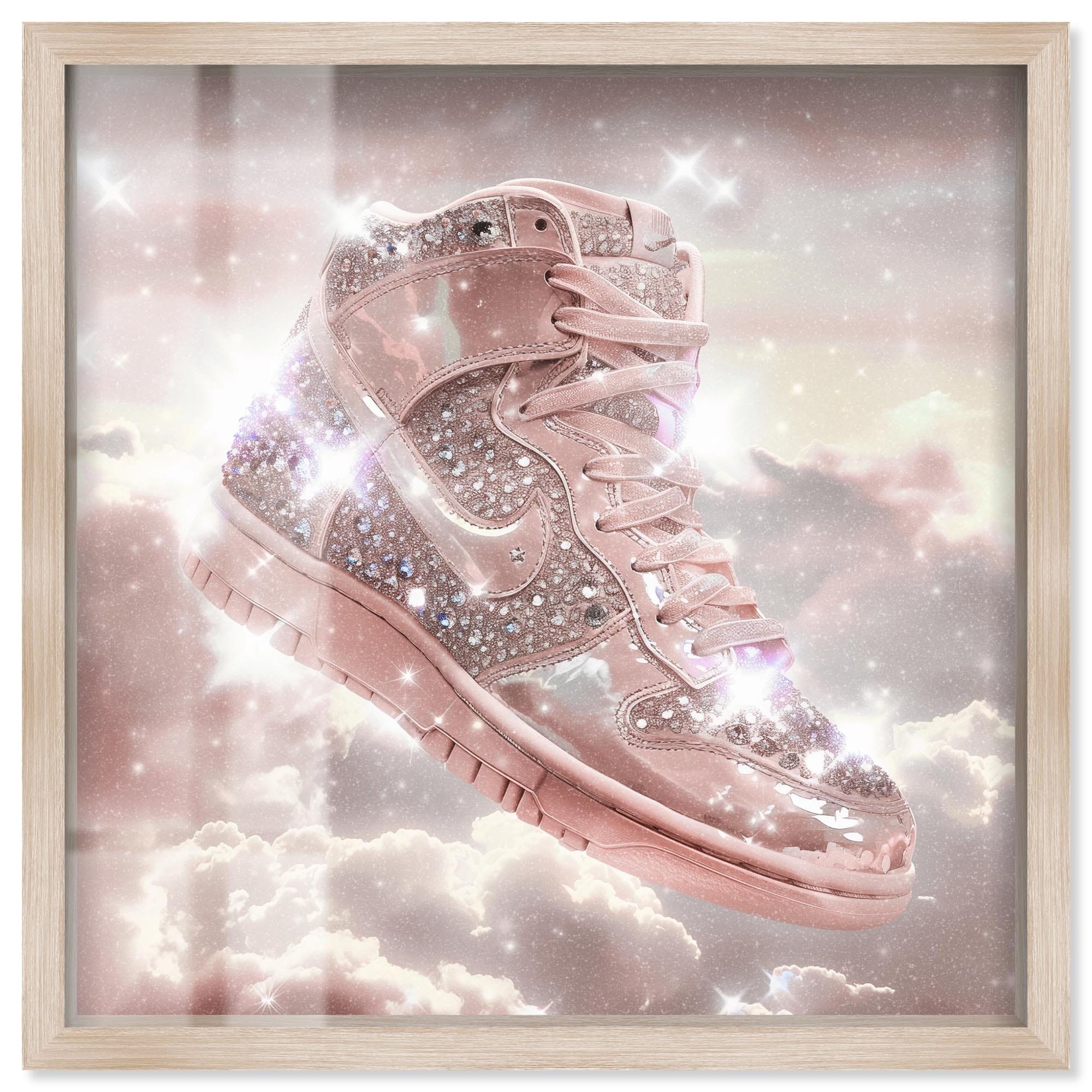 Sparkling Sneaker in Sky Fashion Art Shadowbox Print by Art Remedy