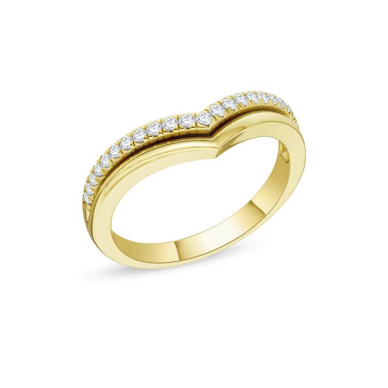 1/6ct TDW Diamond Contour Wedding Band in 10K Gold for Women