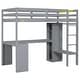 preview thumbnail 27 of 42, Twin/Full Size Loft Bed with L-Shaped Desk, Wardrobe and Storage Shelves, Solid Wood Loft Bed Frame with Ladder and Guardrail