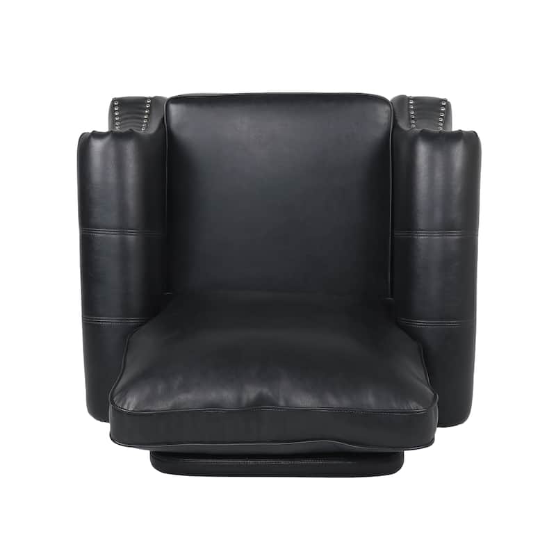 Leather Chair Club Chair Black Dressing Chair Sofa Side Chair Reception Chair Club Chair with Nailhead Trim