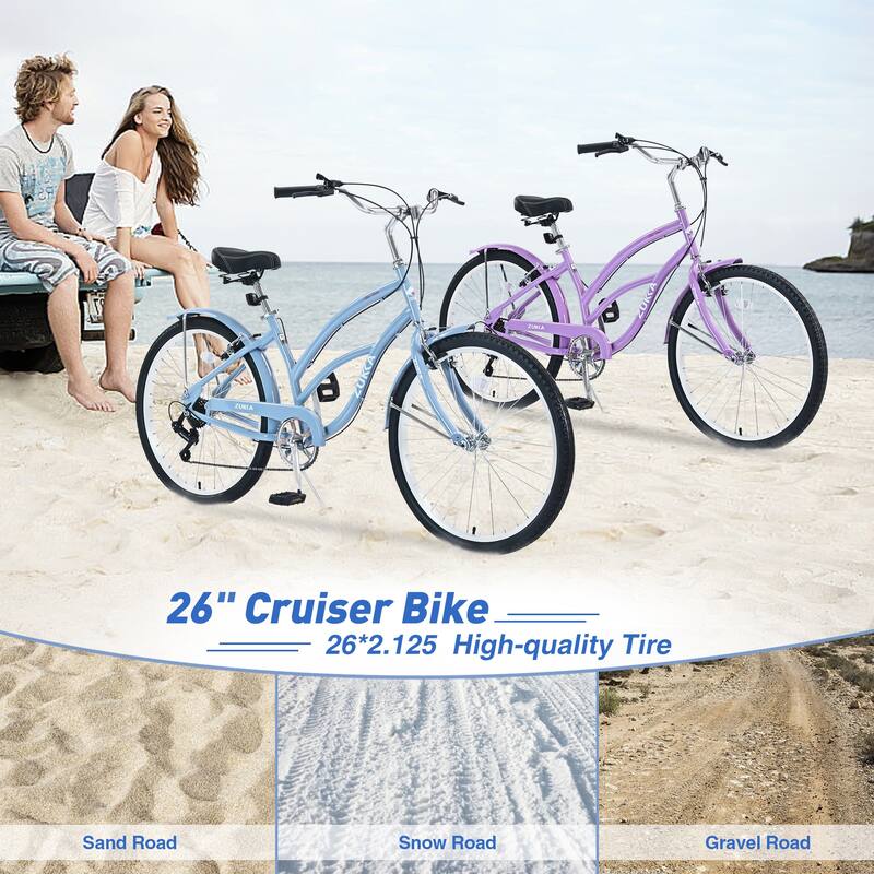 Beach Cruiser Bike Outdoor Bikes Unisex Bikes Leisure Bikes Purple
