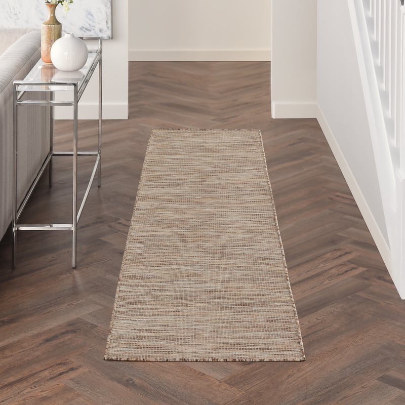 Nourison Positano Casual Modern Indoor/Outdoor Rug - 2'2" x 8' Runner - Beige