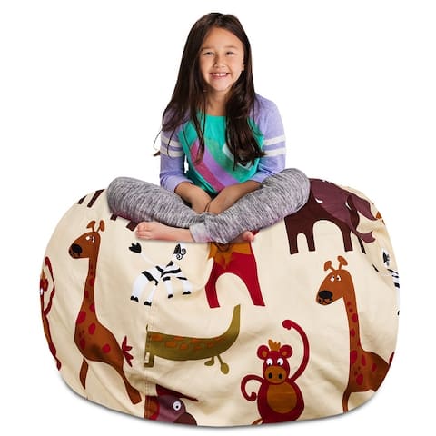 Kids' Stuffed Animal Storage Bean Bag Chair Cover or Toy Organizer