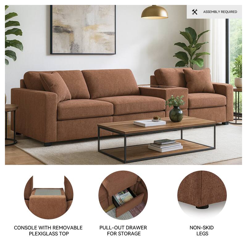 Signature Design by Ashley Modmax 4-Piece Sectional with Storage Console - 125"W x 37"D x 36"H