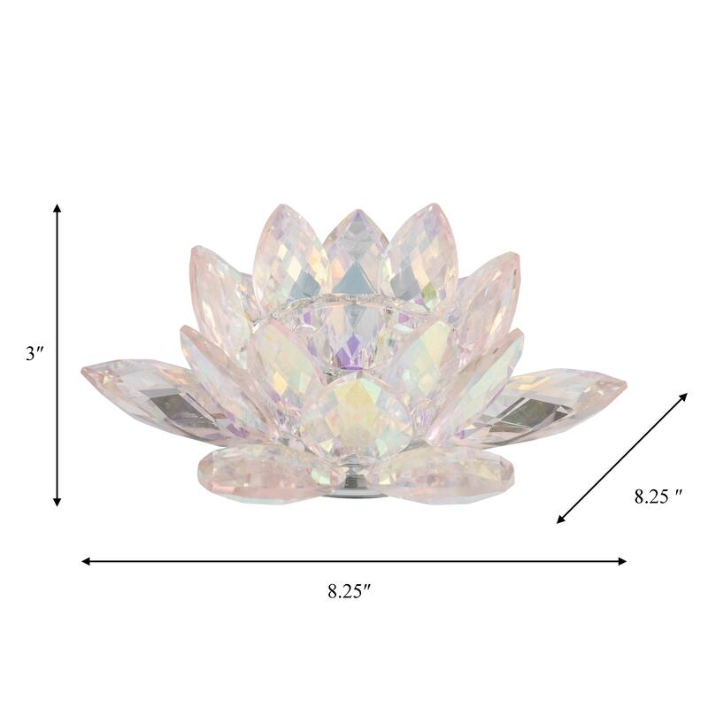 Iridescent Glass Crystal Lotus Votive Candle Holder