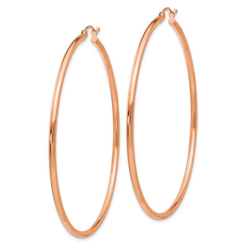 Curata 14k Rose Gold Polished Lightweight Tube Hoop Earrings - 62x60mm