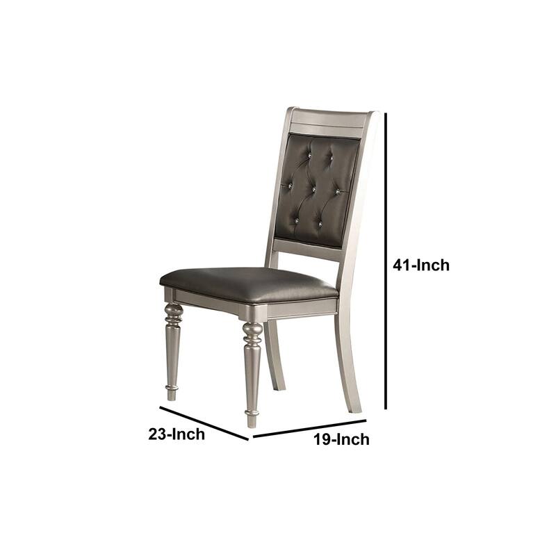 Silver/Gray Faux Leather Upholstered Wood Frame Dining Chair, Set of 2, Sturdy Dining Chair for Dining Rooms - 22.75