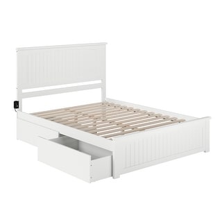 Nantucket Queen Bed Foot Board Bed Drawers White