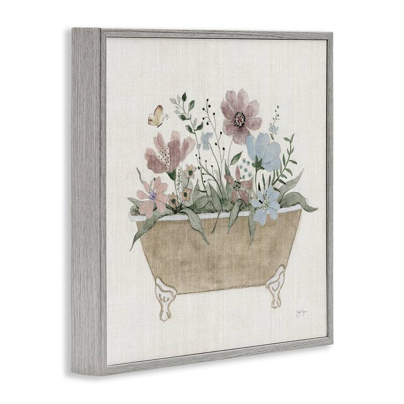 Stupell Cottage Florals in Bathtub Framed Giclee Art Design By Janet Tava