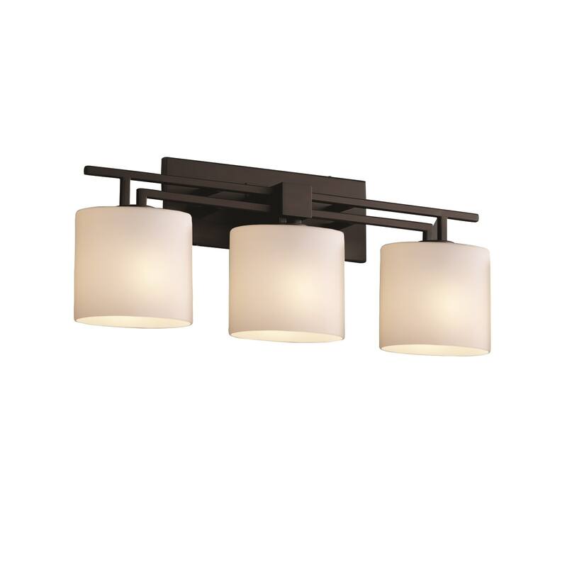 Justice Design Fusion Aero 3-light Matte Black Bath Bar, Opal Oval Shade - Matte Black, Opal