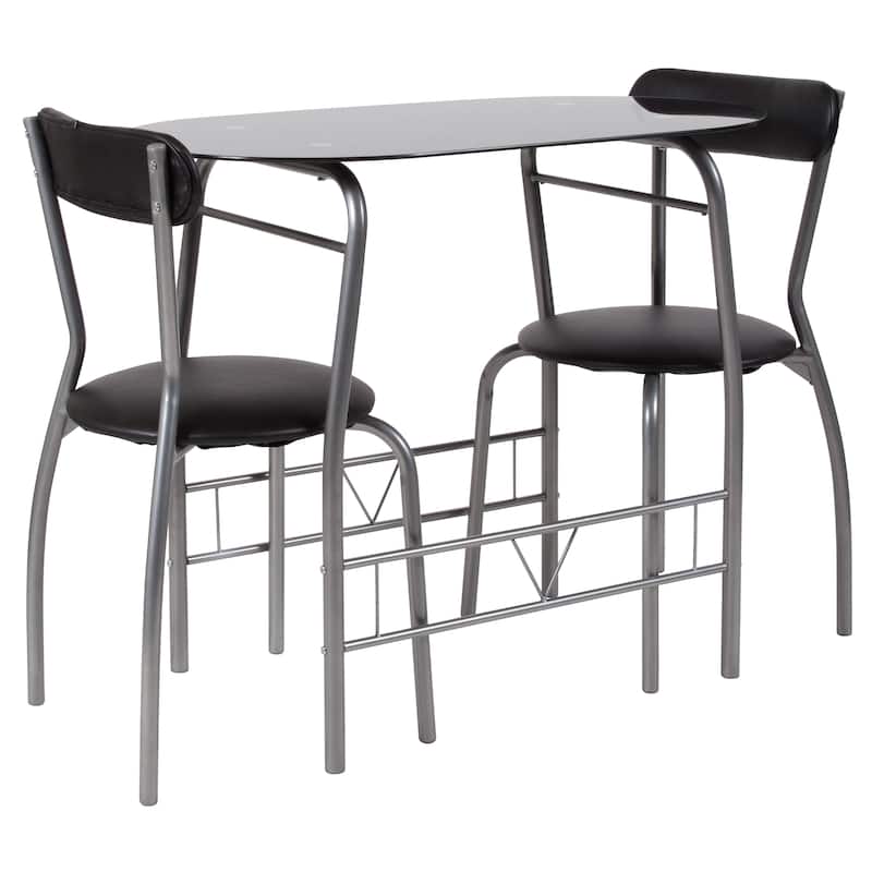 Sutton 3-piece Space-saver Bistro Set with Glass Top Table