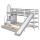 preview thumbnail 4 of 9, Twin Over Twin Castle Style Bunk Bed w/2 Drawers, 3 Shelves&Slide,Grey