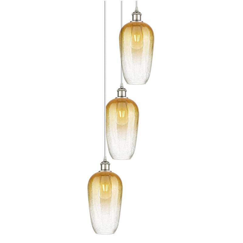 Innovations Lighting 113B-3P-46-14 Brookhaven Flute Pendant Brookhaven - Polished Nickel / Amber