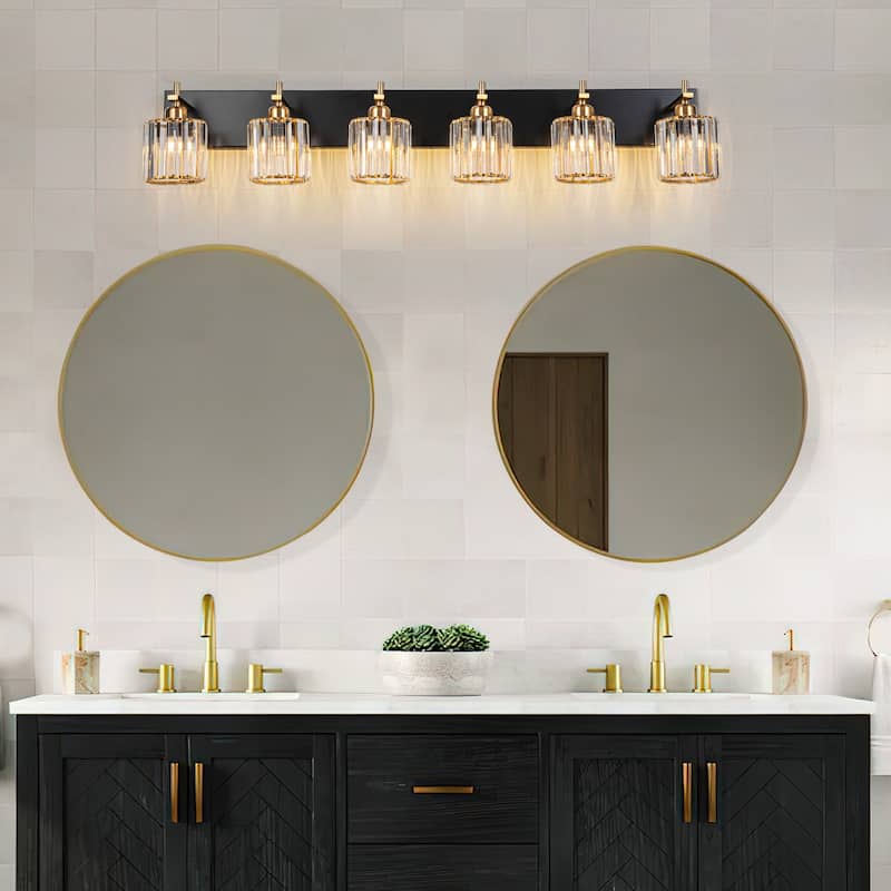 Mid-Century Modern Dimmable Bathroom Vanity Light Crystal Glass Wall Sconce
